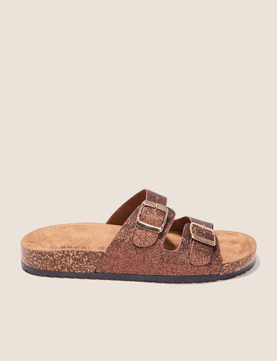 Mules à paillettes couleur cuivre femme