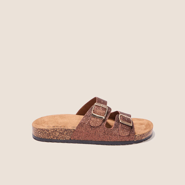 Mules à paillettes couleur cuivre femme