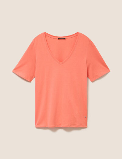 T-shirt manches courtes orange fluo femme