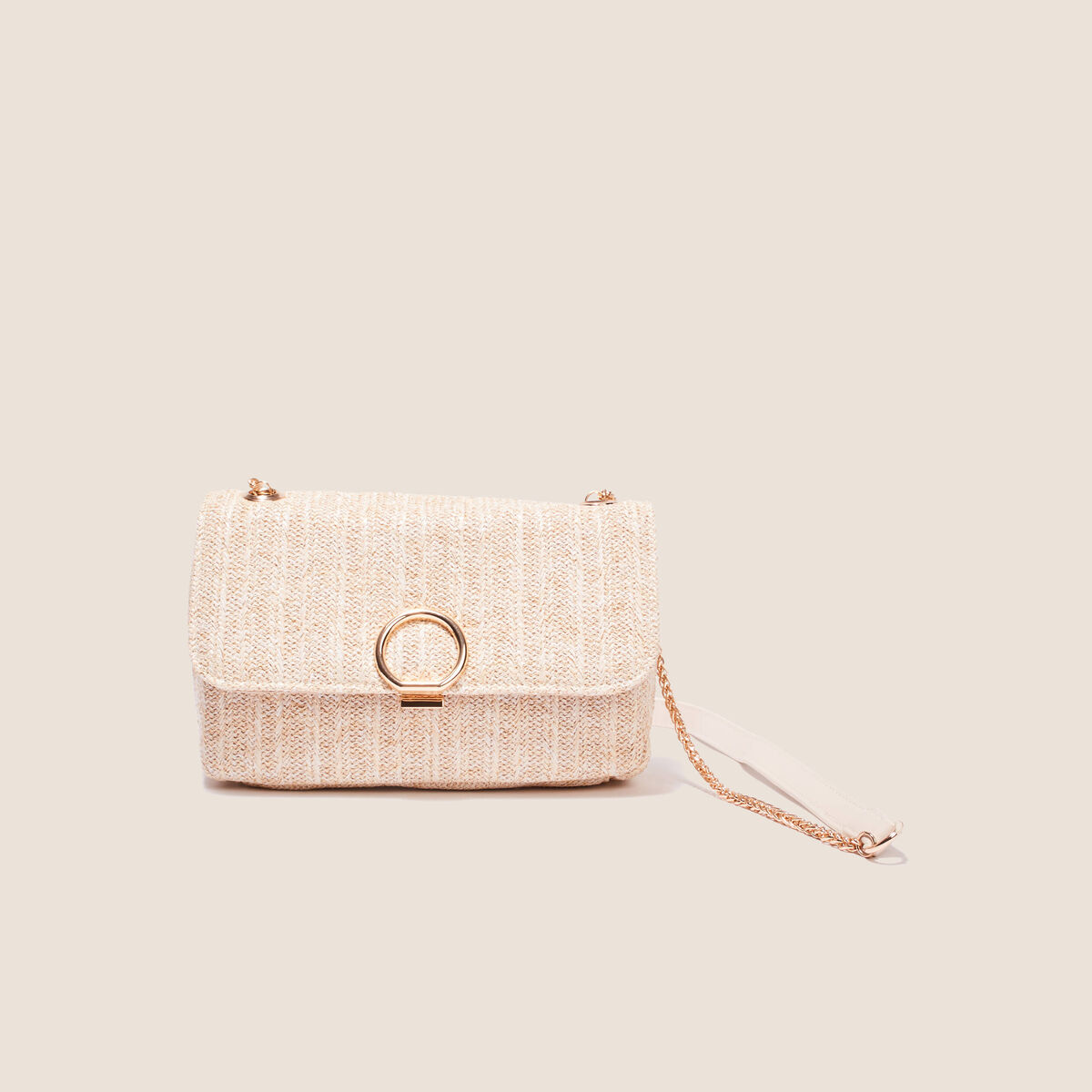 Sac raphia bandoulière chaîne ecru femme