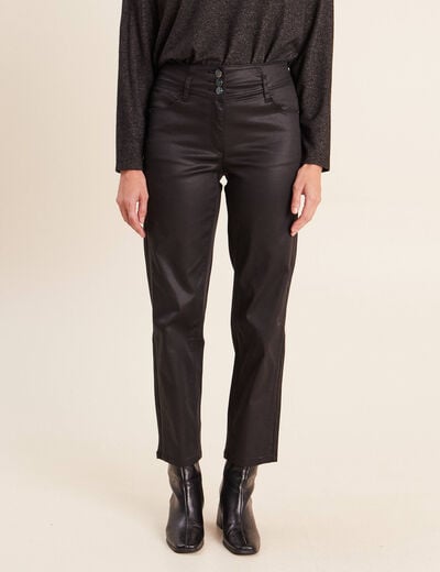 Pantalon enduit noir femme
