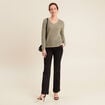 Pull manches longues col en V vert clair femme