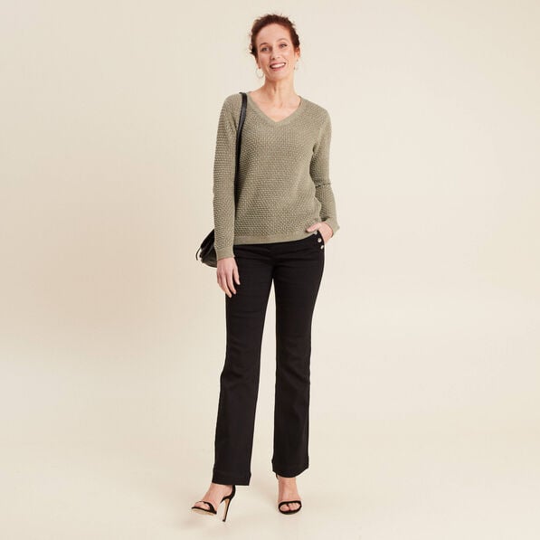 pull manches longues col en v vert clair femme Pull manches longues col en V vert clair femme