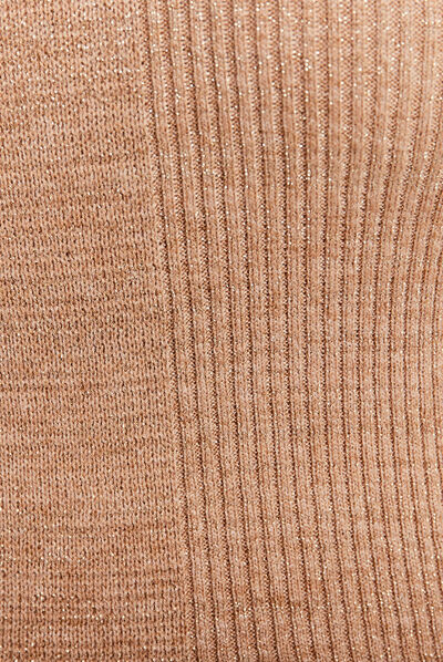 Pull manches longues côtelé couleur or femme