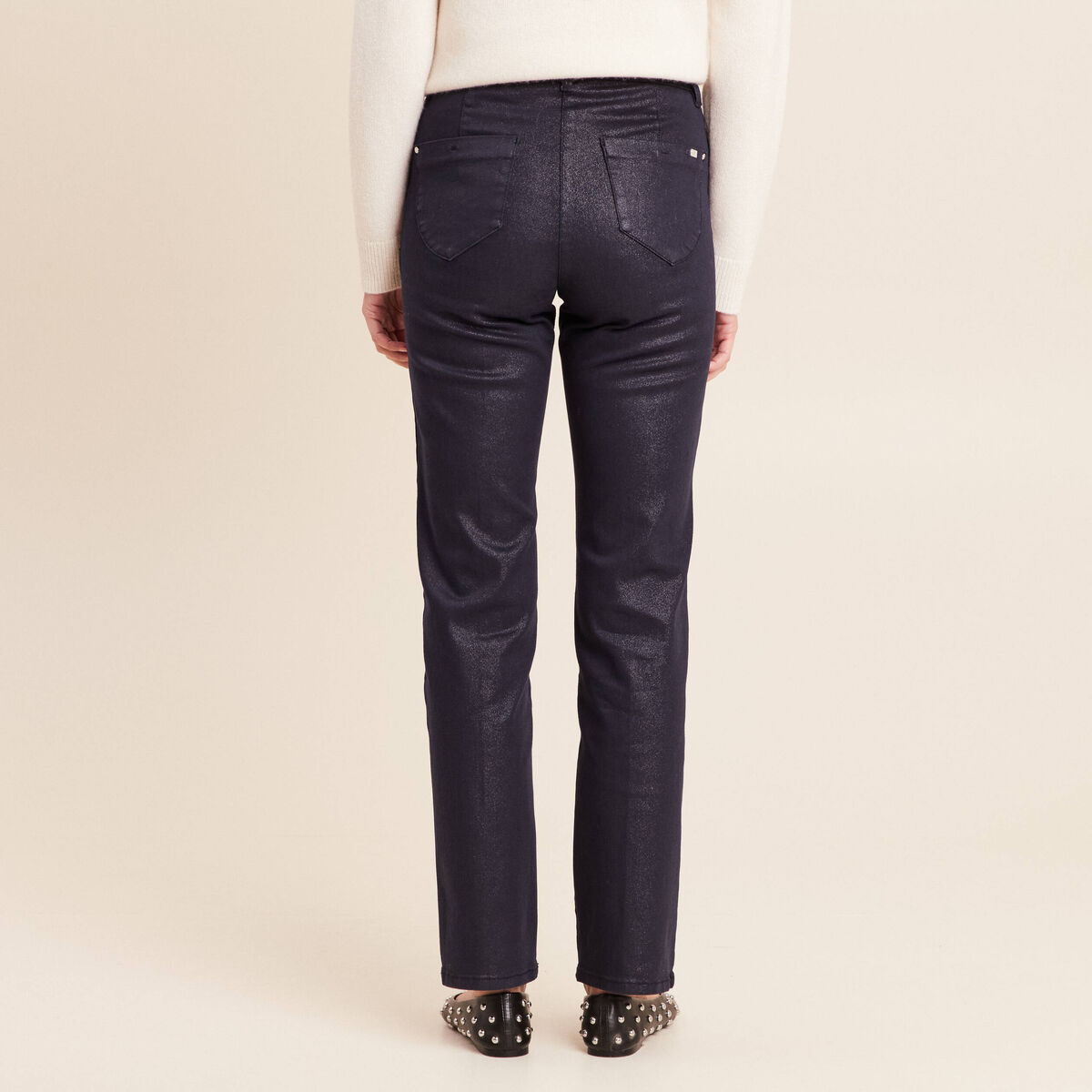 Pantalon magique L'Unique effet brillant bleu marine femme