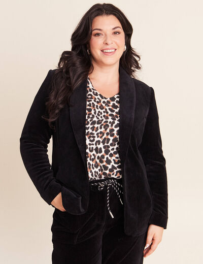Veste tailleur velours noir femme
