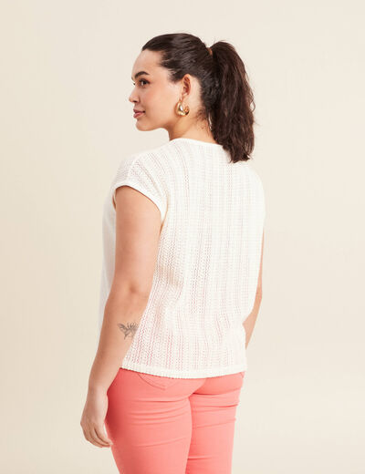 T-shirt manches courtes ecru femme