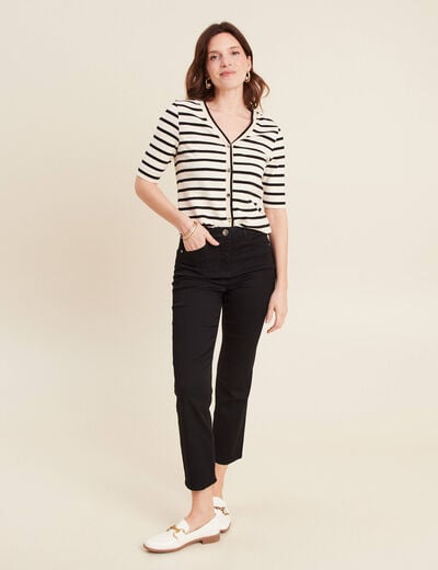 T-shirt col V en coton blanc femme