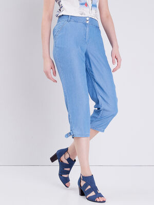 Bermuda droit en jean denim double stone femme
