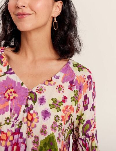 Blouse manches 3/4 prune femme