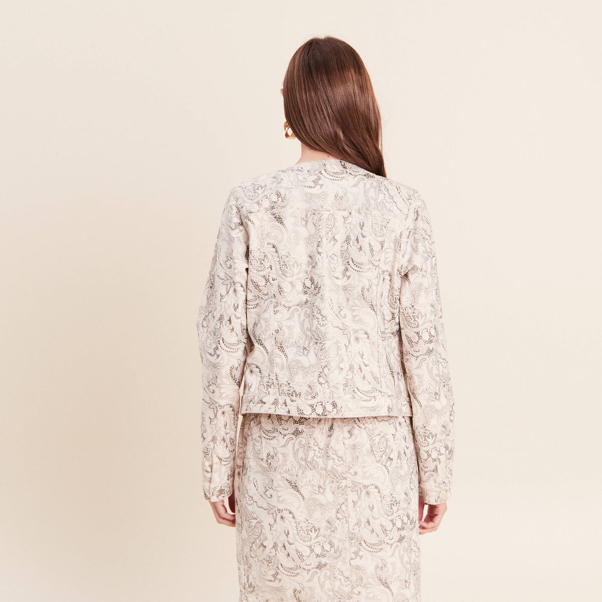 Veste cintr&eacute;e r&eacute;versible manches longues blanc femme