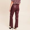 Pantalon enduit coupe large bordeaux femme