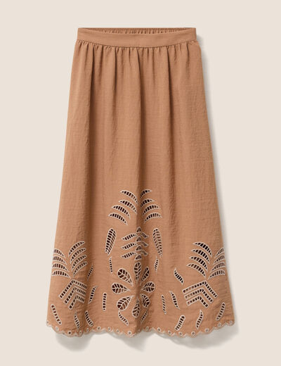 Jupe longue &eacute;vas&eacute;e beige femme