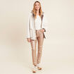 Manteau laine mouton à capuche ecru femme