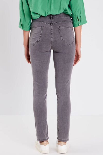 Jeans léger taille standard 7/8ème denim gris femme
