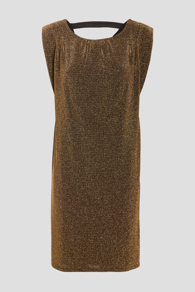 Robe droite sans manches couleur or femme