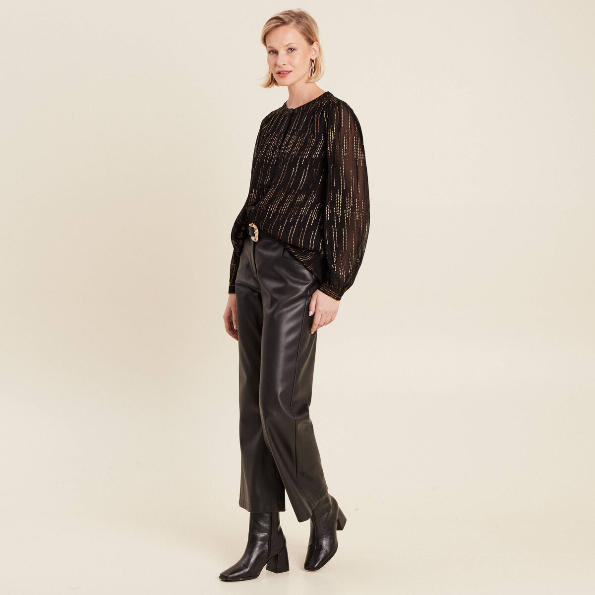 Blouse manches longues couleur or femme