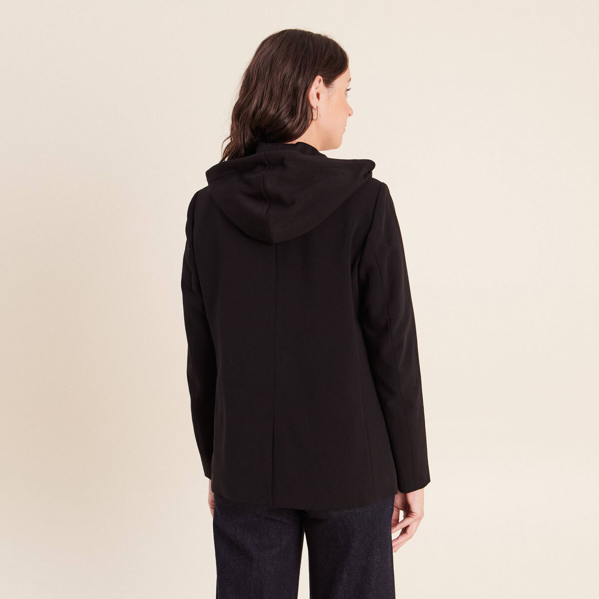 Blazer avec capuche amovible doubl&eacute; noir femme