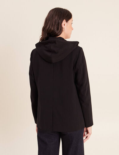 Blazer avec capuche amovible doubl&eacute; noir femme