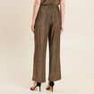 Pantalon large taille haute vert kaki femme
