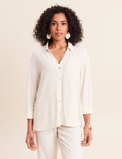 Chemise ample manches 3/4 beige femme