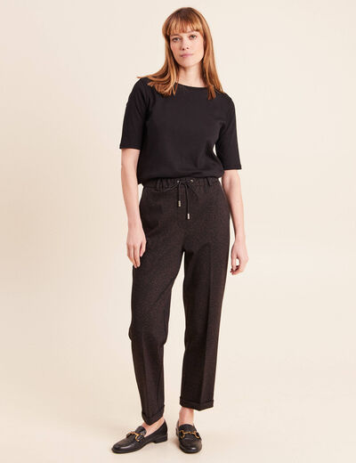 Jogging imprim&eacute; l&eacute;opard taille bascul&eacute;e marron femme