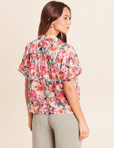 Chemise droite courte manches courtes multicolore femme