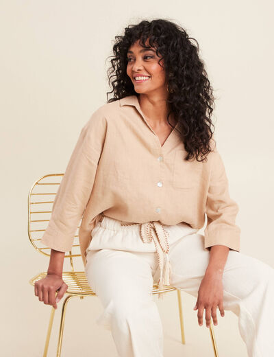 Chemise manches 3/4 sable femme