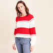 Pull droit col rond en coton ecru femme