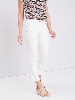 Pantalon flare avec boutons creme femme