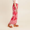 Pantalon large taille haute ecru femme