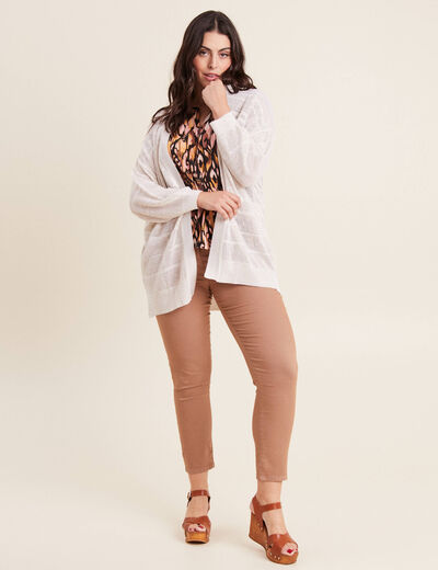 Gilet ajouré manches 3/4 ecru femme