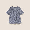 Blouse ample manches courtes fluide bleu femme