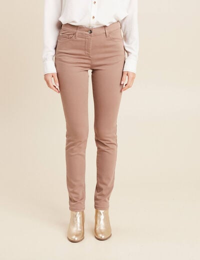 Jean magique ajusté taille standard taupe femme