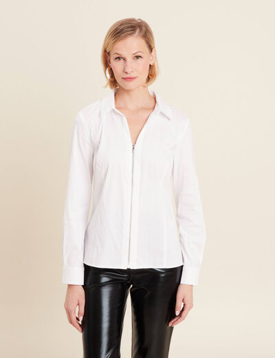 Chemise manches longues zippée blanc femme