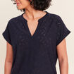 T-shirt droit manches courtes bleu marine femme