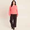 Pull col rond manches longues rose framboise femme