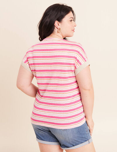 T-shirt manches courtes rose femme