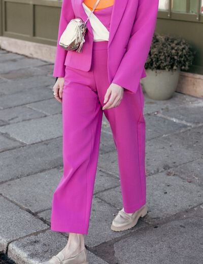 Pantalon chino large rose fushia femme