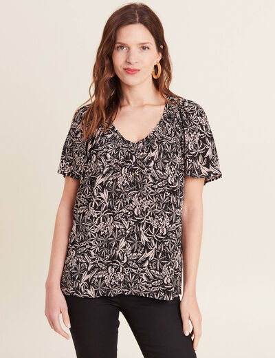 Blouse manches courtes noir femme