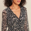 Robe zébrée à sequins évasée noir femme