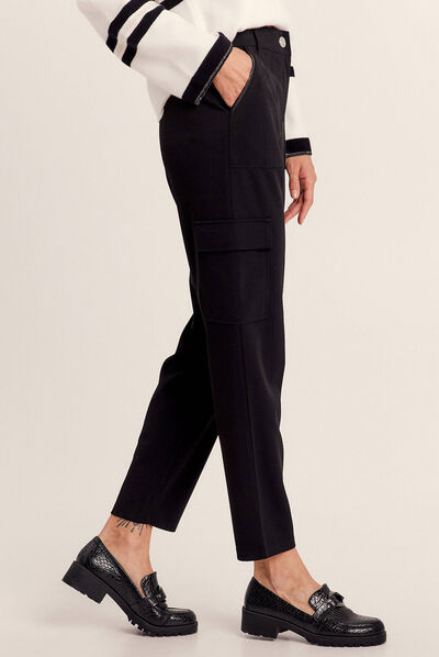 Pantalon cigarette 7/8ème noir femme
