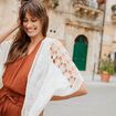 Gilet manches courtes dentelle ivoire femme