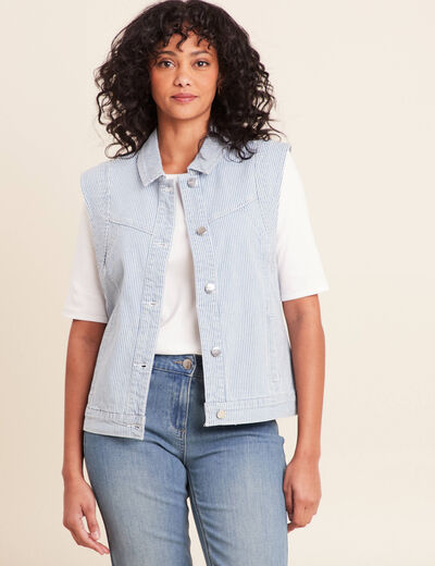 Veste sans manches en jean bleu femme