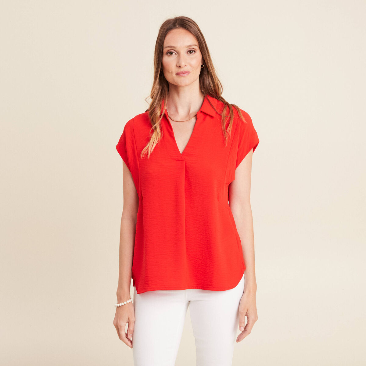 Blouse manches courtes rouge femme