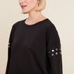Sweat manches longues clous noir femme