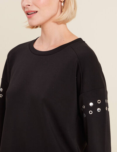 Sweat manches longues clous noir femme