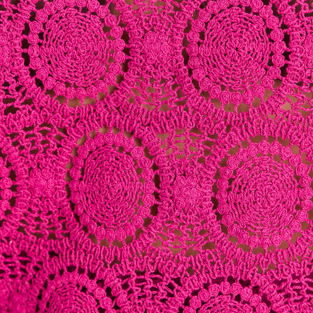 D&eacute;bardeur sans manches aspect dentelle violet clair femme