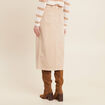Jupe longue droite en jean denim beige femme