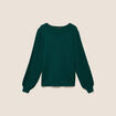 Pull cintr&eacute; col rond manches longues vert fonc&eacute; femme